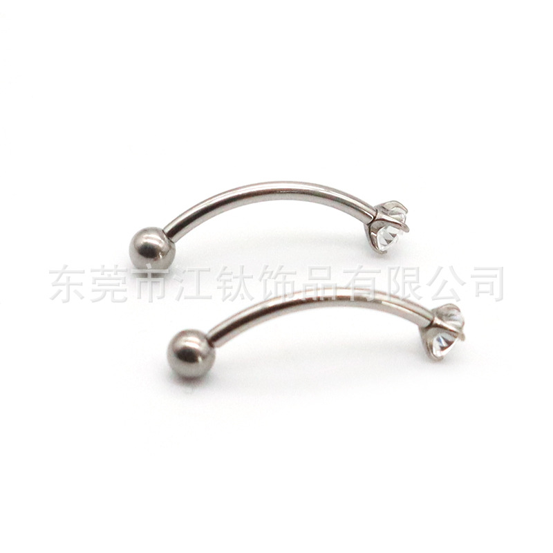 G23 Titanium Eyebrow Ring Inner Thread Bending Rod Ball Claw Zircon Arc Body Piercing Jewelry - Image 4