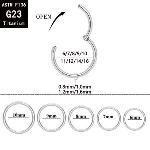 G23 Titanium Seamless Closed Ring Nose Ring Pinless Earrings Cartilage Ring F136 Titanium Alloy Piercing Jewelry