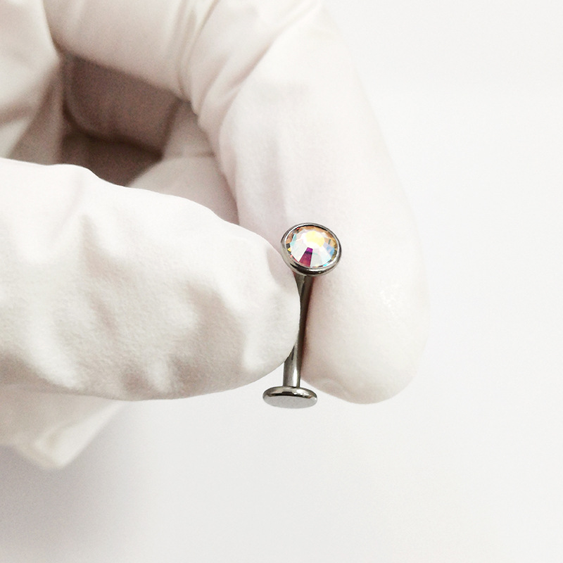 F136 Titanium Navel Ring with Czech Czech Blossom Flat Bottom G23 Titanium Alloy Body Piercing Suspension Belly Ring - Image 3