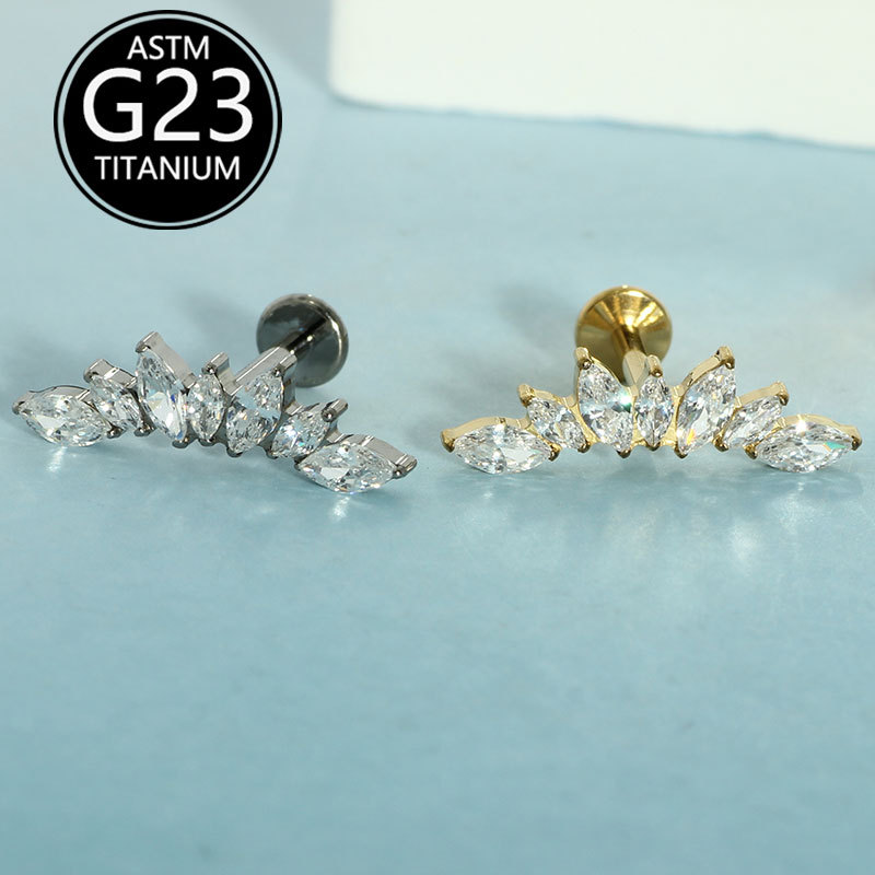 Implant-Grade F136 Titanium Alloy 7 Zirconium Lip Nail Earrings 6-10mm Rod Internal Thread Body Piercing Jewelry - Image 4