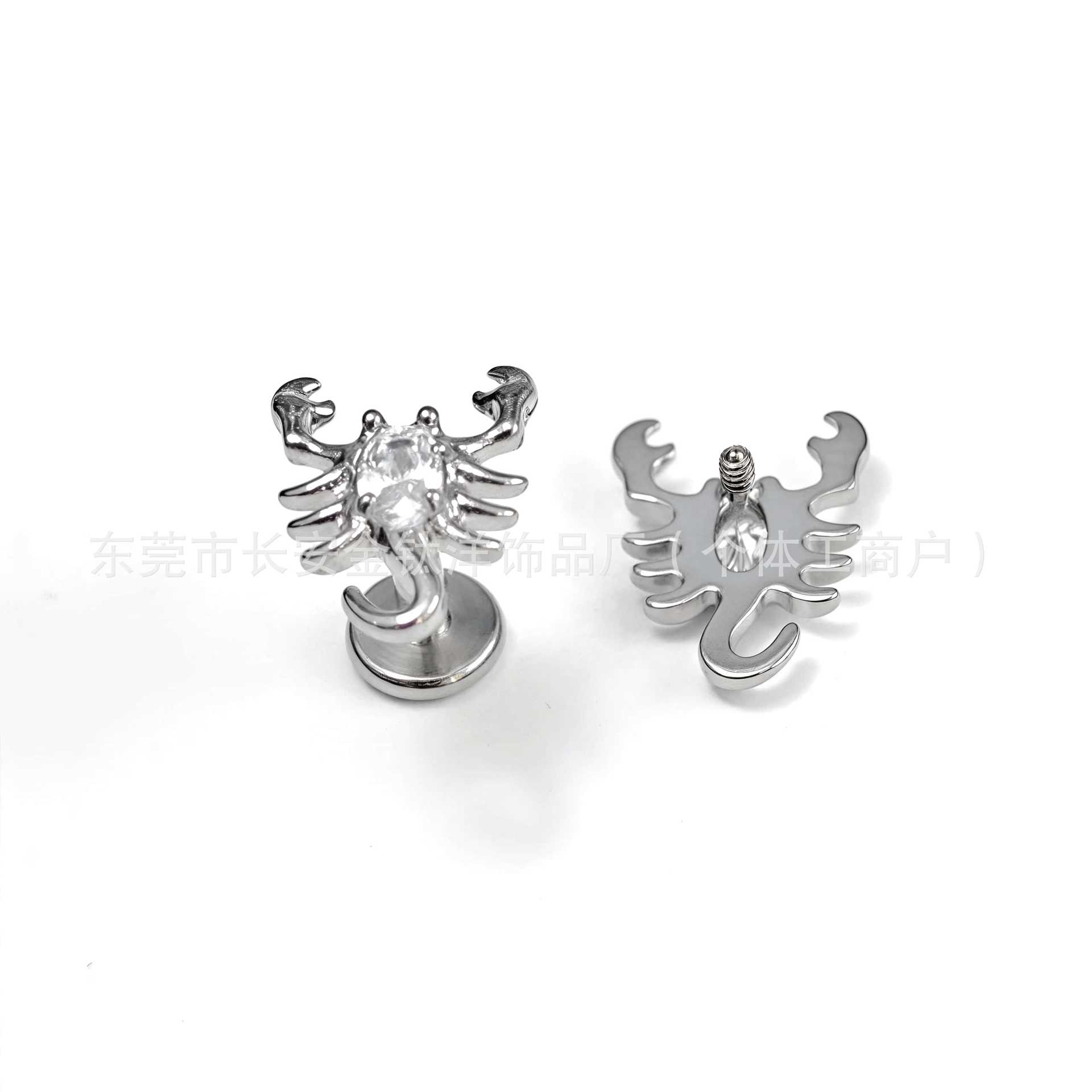 F136 Titanium Scorpion Bezel 5A Zircon Earrings Cochlear Nails G23 Titanium Alloy Body Piercing Jewelry Ear Bone Nails - Image 3