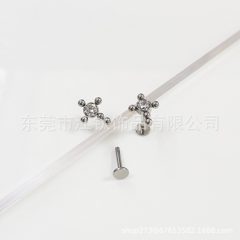 F136 Titanium Cross Earrings with 5A Zircon - G23 Titanium Alloy Cartilage Stud Ear Nails for Women Men - Image 3