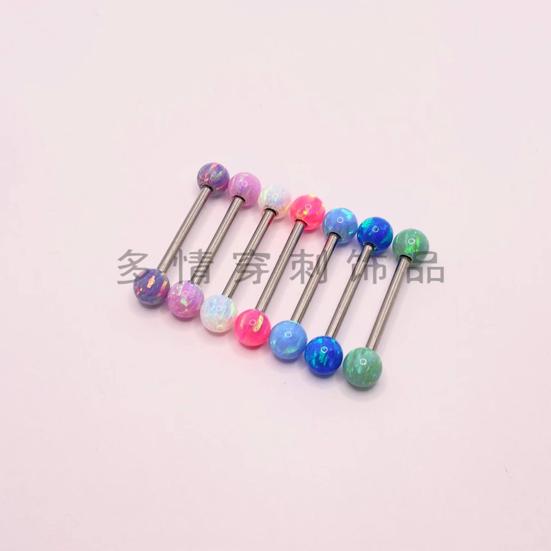 Opal Tongue Barbell 12mm Bar 1.6mm Gauge 5mm Ball Titanium Steel Tongue Ring for Oral Piercing - Image 4