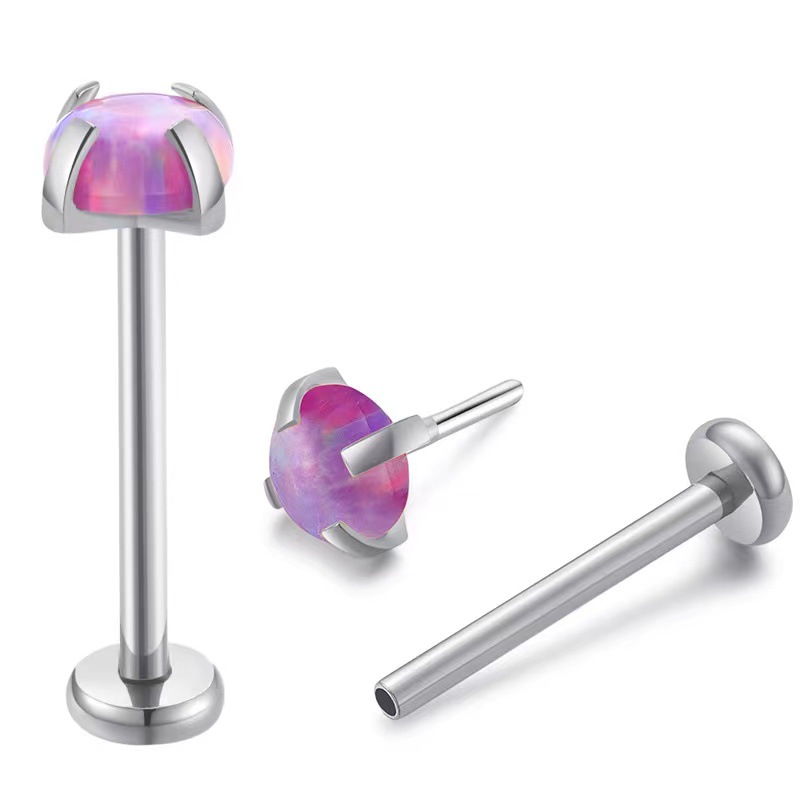 G23 Titanium Opal Stud Earrings Lip Piercing Jewelry Claw Setting Studs for Eyebrow Cartilage - Image 3