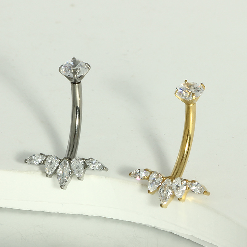 G23 Titanium Navel Ring with Zircon Inner Tooth Belly Button Piercing Jewelry Wholesale - Image 3