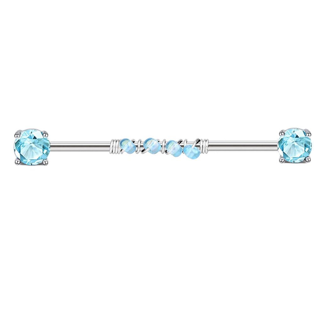 Blue Pine Bracelet Style 316L Surgical Steel Industrial Barbell Earring for Body Piercing - 2021 Summer Trend - Image 3