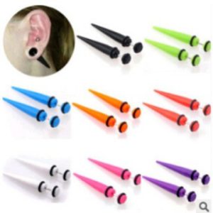 Acrylic Cone Ear Expander Earring Pink Geometric Ear Plug for Gauged Earlobe