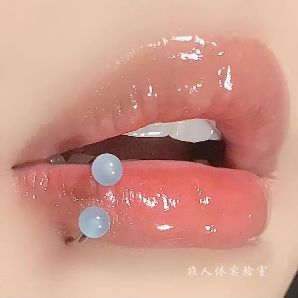 Sweet Cool Blue Acrylic Horseshoe Lip Ring 316L Surgical Steel 12mm Hoop for Lip Piercing Wholesale - Image 2