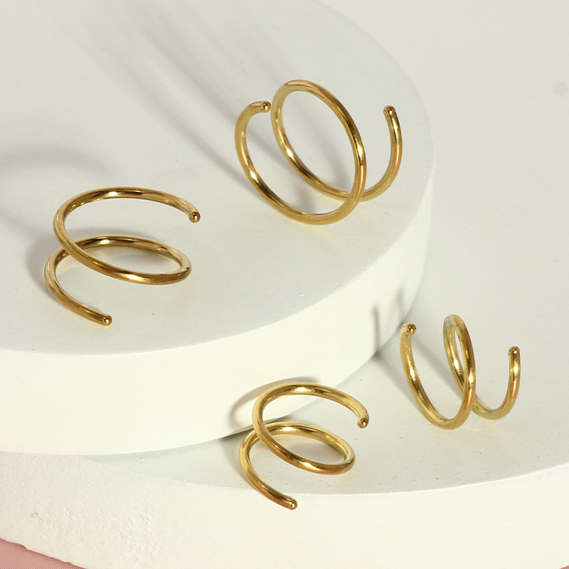 8-10mm 4-Piece Spiral Curved Nose Rings, 0.8mm Thick Ear Hoops, Simple Style Nose Rings, Ear Bone Studs, Piercing Jewelry Set - Image 2