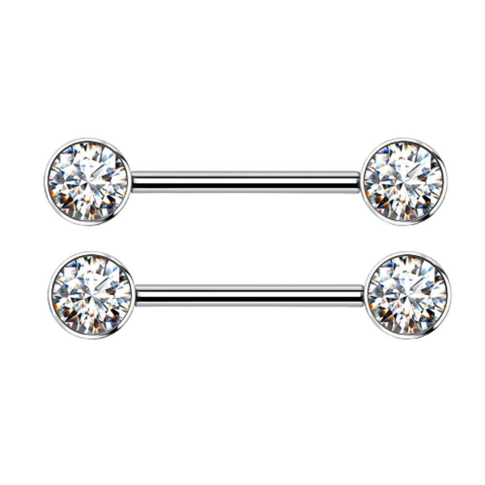 G23 Titanium Pin Type Rolling Ring Inlaid Stone Cylindrical Ear Bridge Straight Bar Earring Titanium Alloy Piercing Jewelry - Image 3