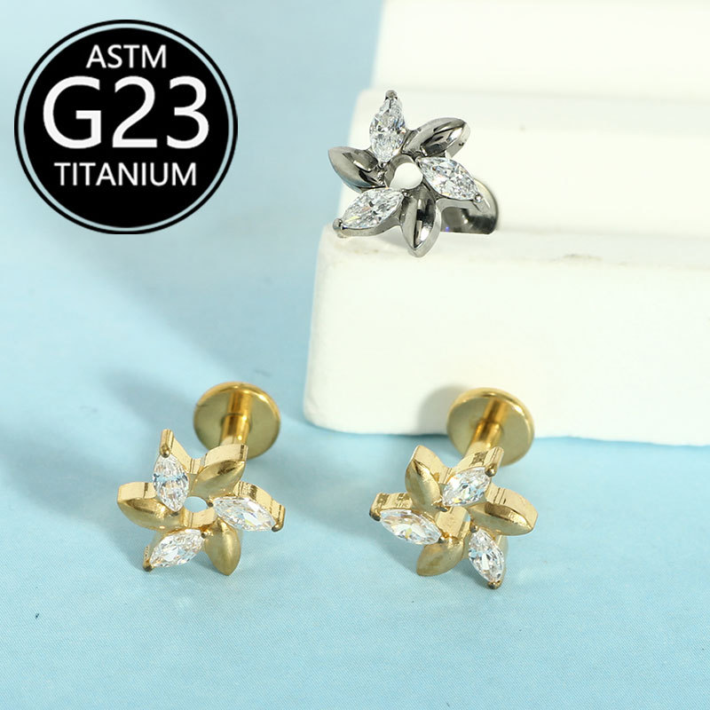 G23 Titanium Lip Piercing Jewelry Fashionable Zircon Labret Stud for Unisex - Image 2