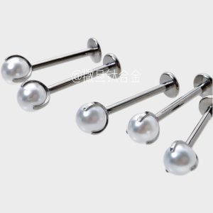 F136 Titanium Alloy Pearl Lip Nail Internally Threaded Lip Ring Ear Bone Ring Implantable Titanium Alloy