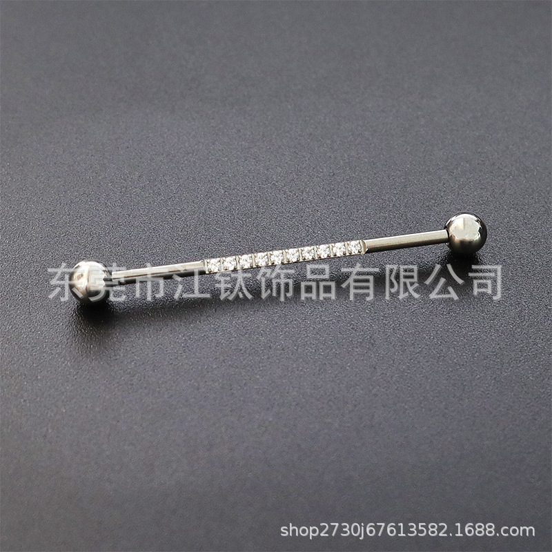 F136 Titanium Ear Bridge Long Outer Tooth Ear Bone Nail Inlaid Row Drill Double Head Ball G23 Titanium Alloy Body Piercing Jewelry - Image 2