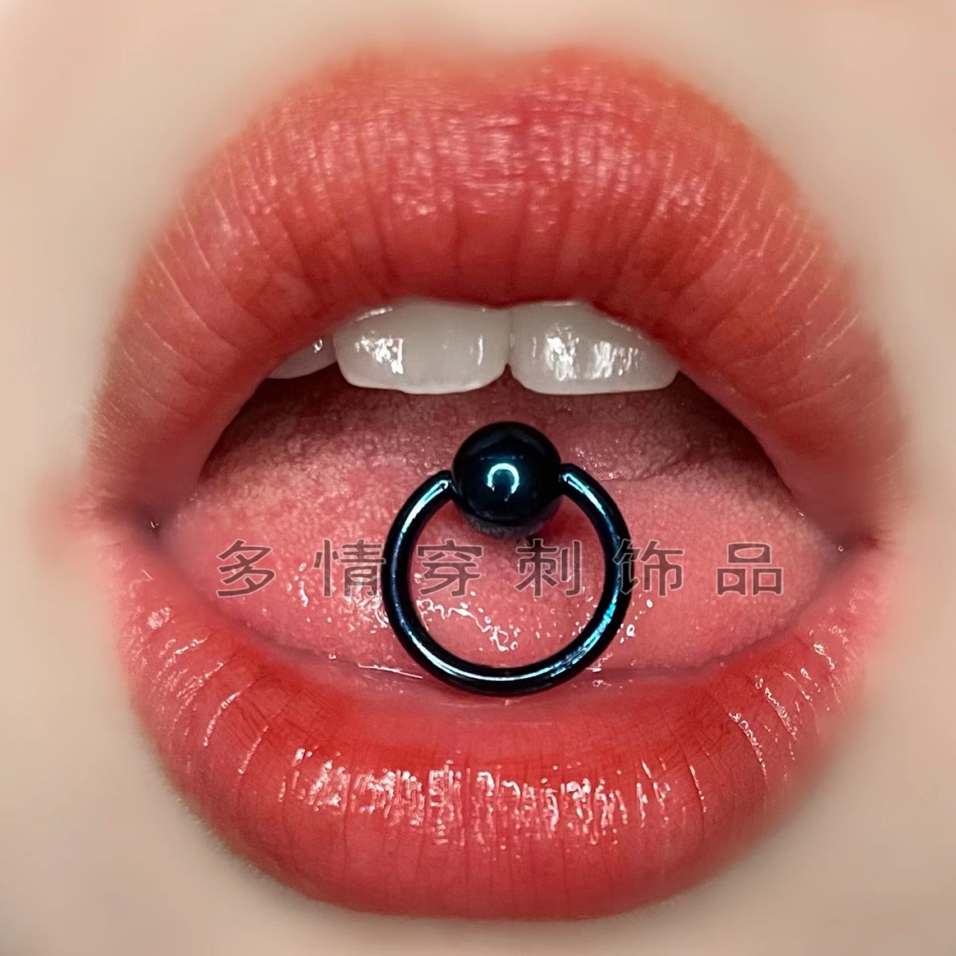 European American Trend Electro Blue 12mm Tongue Barbell 316L Surgical Steel Tongue Ring Lip Nail Belly Button Piercing Jewelry - Image 2