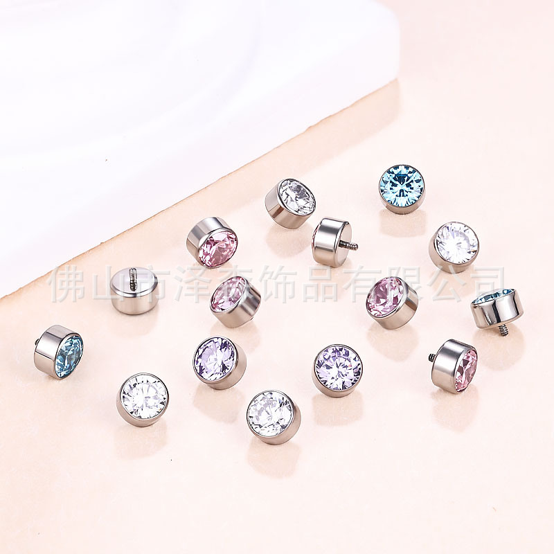 F136 Titanium Alloy Earrings Lip Nails 5A Zircon Inlaid Body Piercing Jewelry Ear Bone Nail Accessories - Image 2