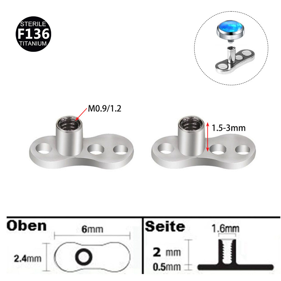 G23 Titanium Alloy Skin Implant Embedded Nail Base Piercing Jewelry Wholesale - Image 3