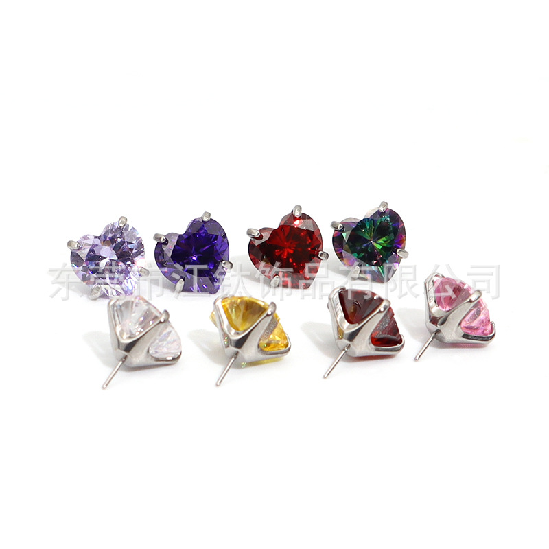 F136 Titanium Lip Nail with 5A Peach-shaped Zircon Pin Ear Nail G23 Titanium Alloy Body Piercing Jewelry Ear Nail - Image 2