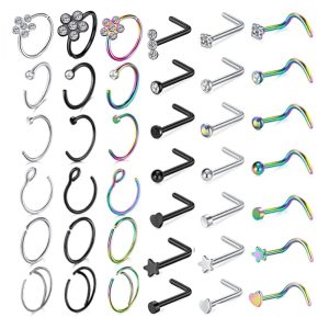 Amazon New Combination Nose Nail Nose Ring Set Stainless Steel Body Piercing Jewelry