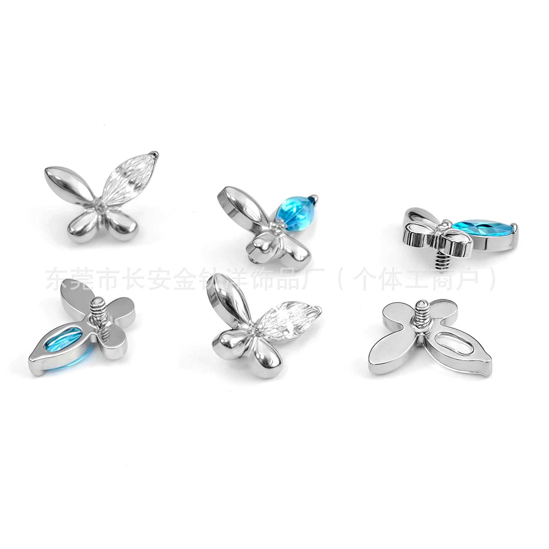 F136 Titanium Butterfly Micro-Paved Zircon Lip Nose Ear Bone Nail G23 Alloy Body Piercing Jewelry - Image 5