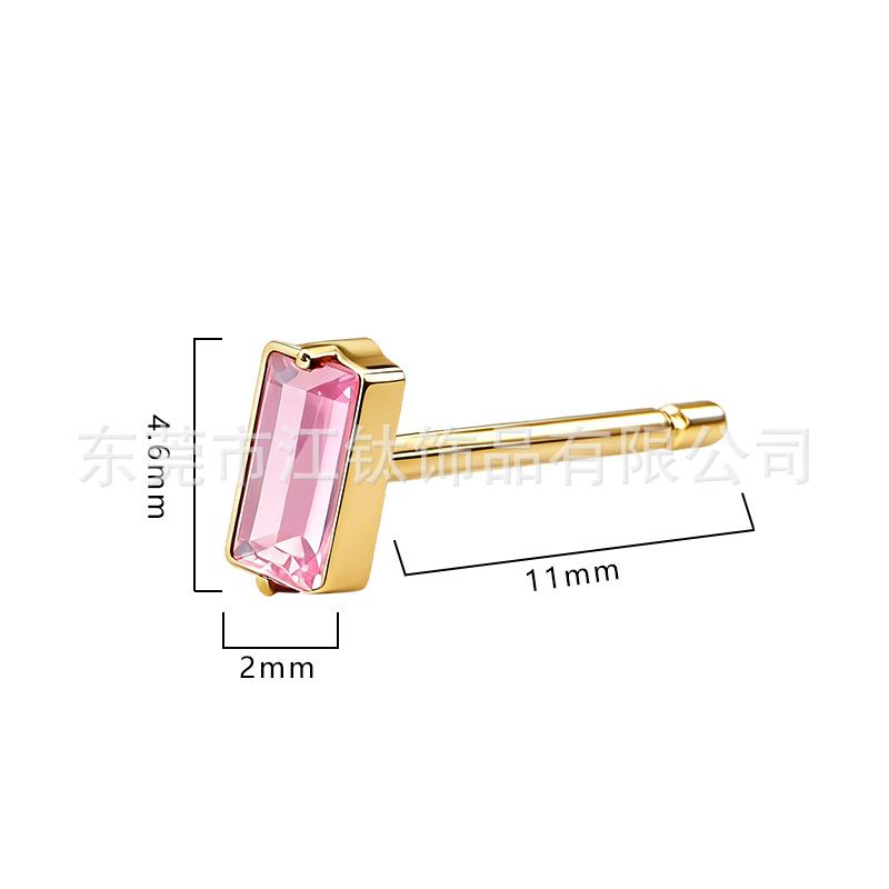 G23 Titanium ASTM F136 Ear Bone Nail Square Inlaid Zircon Butterfly Buckle Body Piercing Earring - Image 2