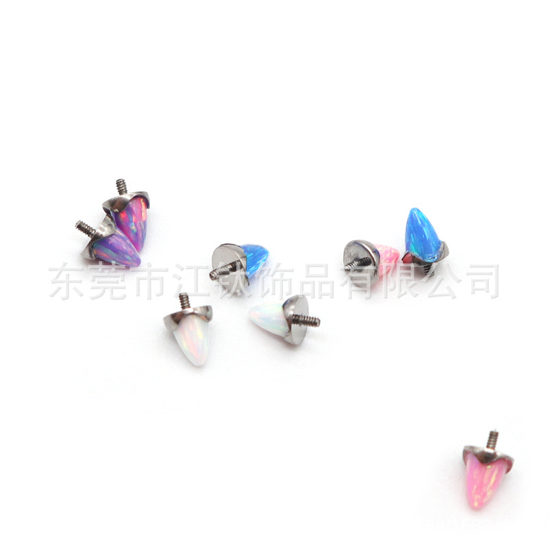 F136 Titanium Body Wavy Edge Pointed Cone Opal Cross-Border G23 Titanium Alloy Body Piercing Jewelry Ear Studs Accessories - Image 5