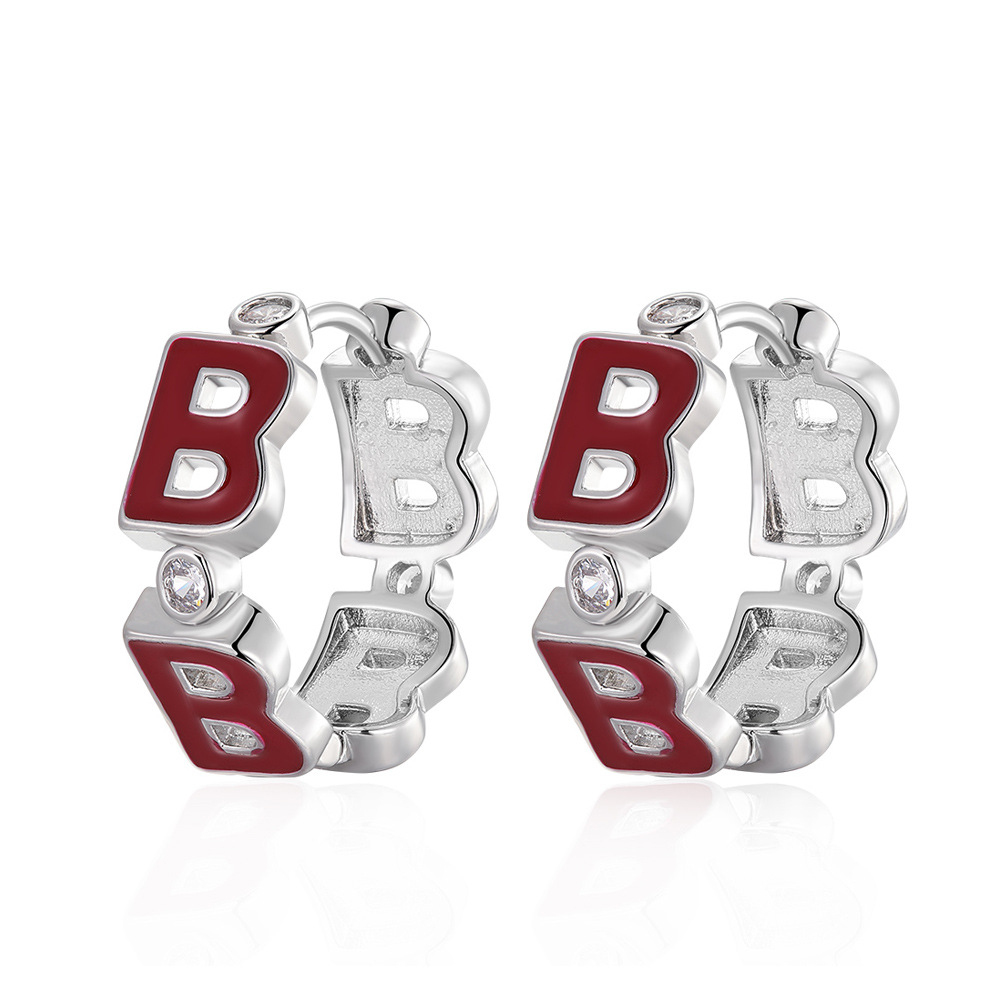Letter B Oil Drop Zircon Earrings Fashion Personality Niche Sweet Cool Wind Ear Studs for Women - Image 2