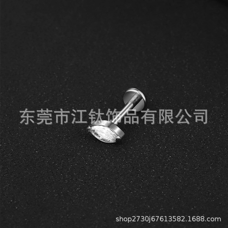 G23 Titanium Horse Eye Lip & Ear Stud Zircon Implant Grade Body Piercing Jewelry - Image 3