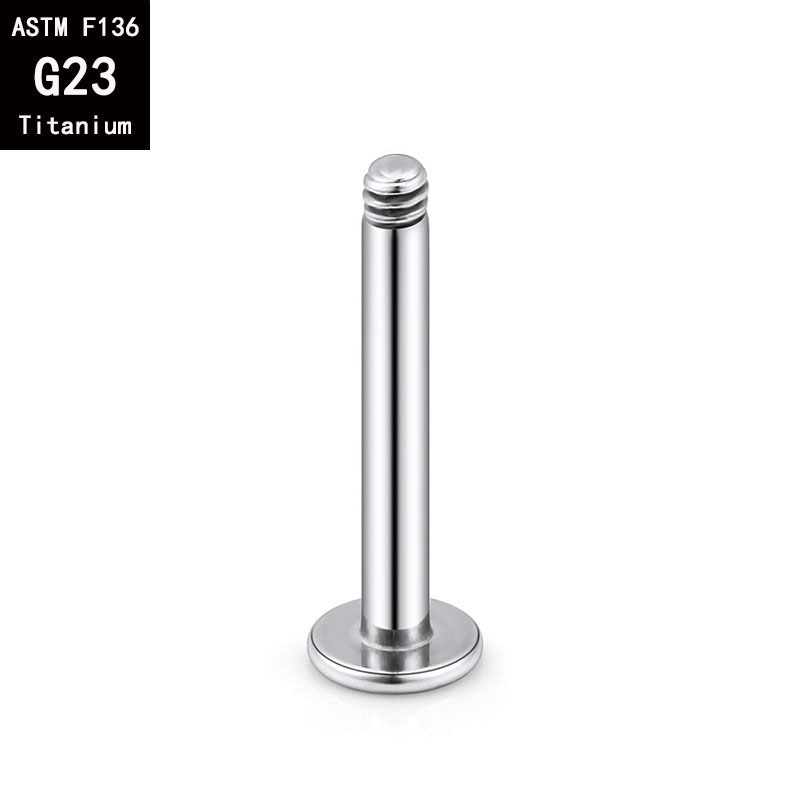 G23 Titanium Lip Nail External Thread Flat Bottom Rod F136 Alloy Polished Piercing Jewelry - Image 3
