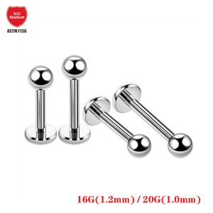 G23 Titanium External Thread Lip Labret Stud Pointed Cone Ball 16G Body Piercing Jewelry