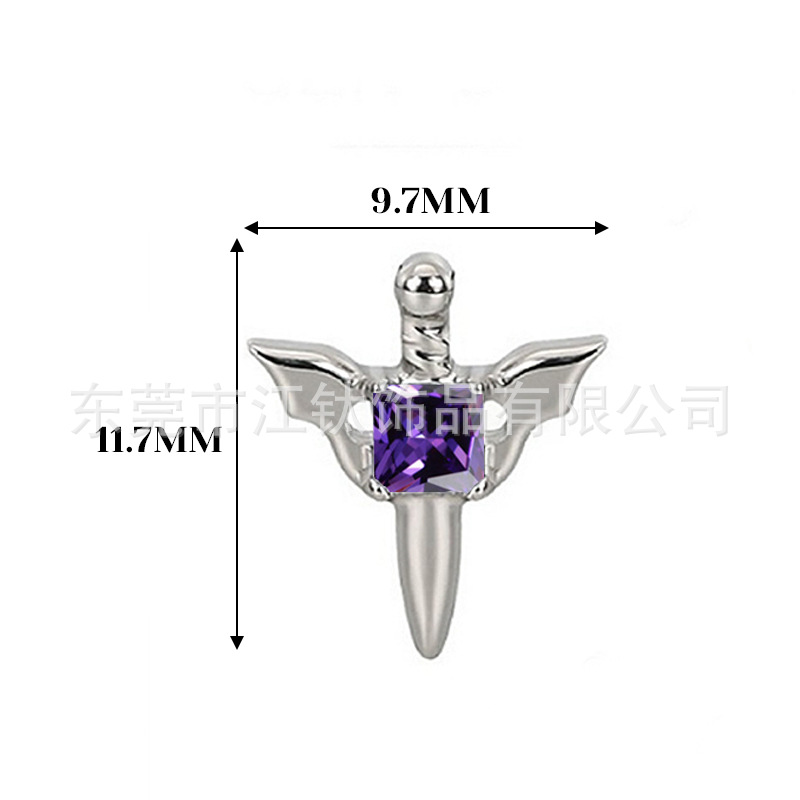 G23 Titanium Angel Sword Ear Bone Stud with Zircon Gem, Cross-Border Body Piercing Jewelry for Men and Women - Image 3