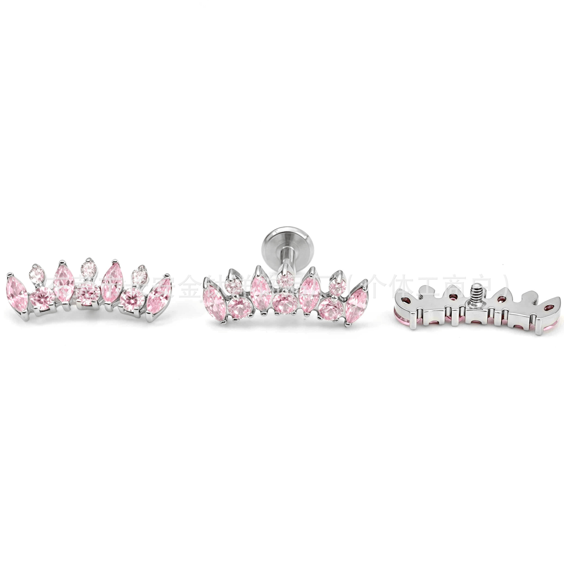 F136 Titanium Internal Thread Full Diamond Crown Zircon Earrings Cochlear Nail Ear Bone Nail G23 Titanium Alloy Piercing Jewelry - Image 3