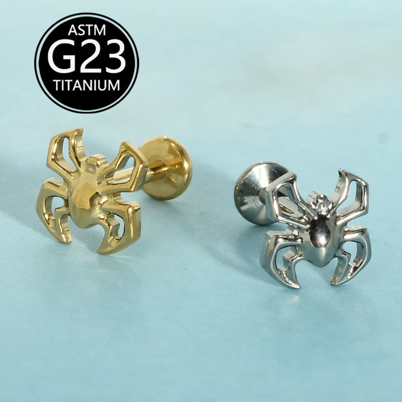 G23 Titanium Spider Lip Nail - Internally Threaded Ear Cartilage Stud for Helix Tragus Conch Piercing - Image 4