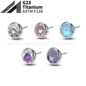 F136 Titanium Insert-Type Czech Diamond Lip Stud Ear Stud Bone Stud G23 Titanium Alloy Body Piercing Jewelry