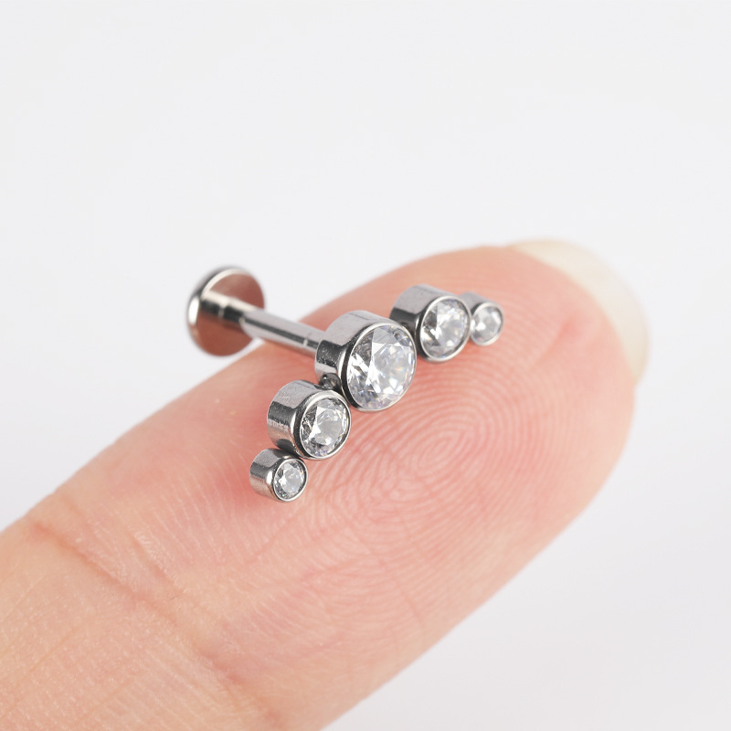 G23 Titanium Diamond Lip Nail Row Diamond Zircon Tongue Nail ASTM F-136 Ear Stud Ear Bone Nail Piercing Jewelry - Image 2