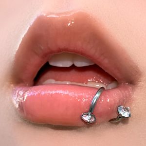 Flash Zircon S-Shaped Lip Ring 12mm Internally Threaded 316L Surgical Steel Lip Hoop Piercing Jewelry for Women Men