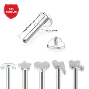 G23 Titanium Lip Nail Earring Moon Star Love Lightning Cross Piercing Jewelry Triangle Labret Stud