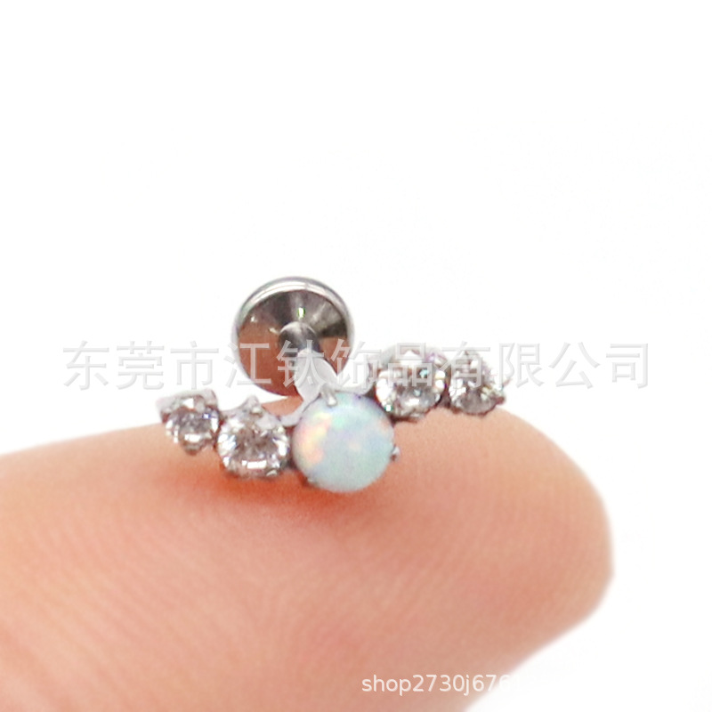 F136 Titanium Earrings Inlaid with Aobao Zircon - G23 Titanium Alloy Cartilage Stud Ear Nails for Men and Women - Image 2