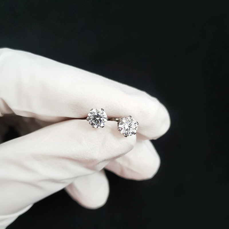 F136 Titanium Earrings 5A Round Zircon Butterfly Buckle Ear Bone Nail Simple G23 Titanium Alloy Body Piercing Jewelry - Image 4