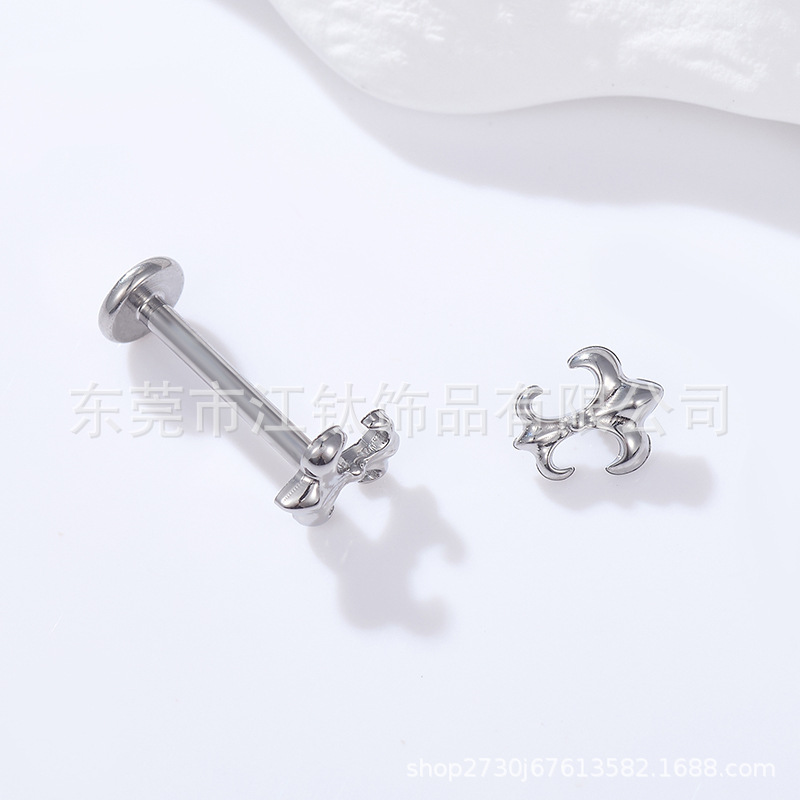 G23 Titanium Alloy Cross Ear Stud Internally Threaded Lip Labret Body Piercing Jewelry - Image 2