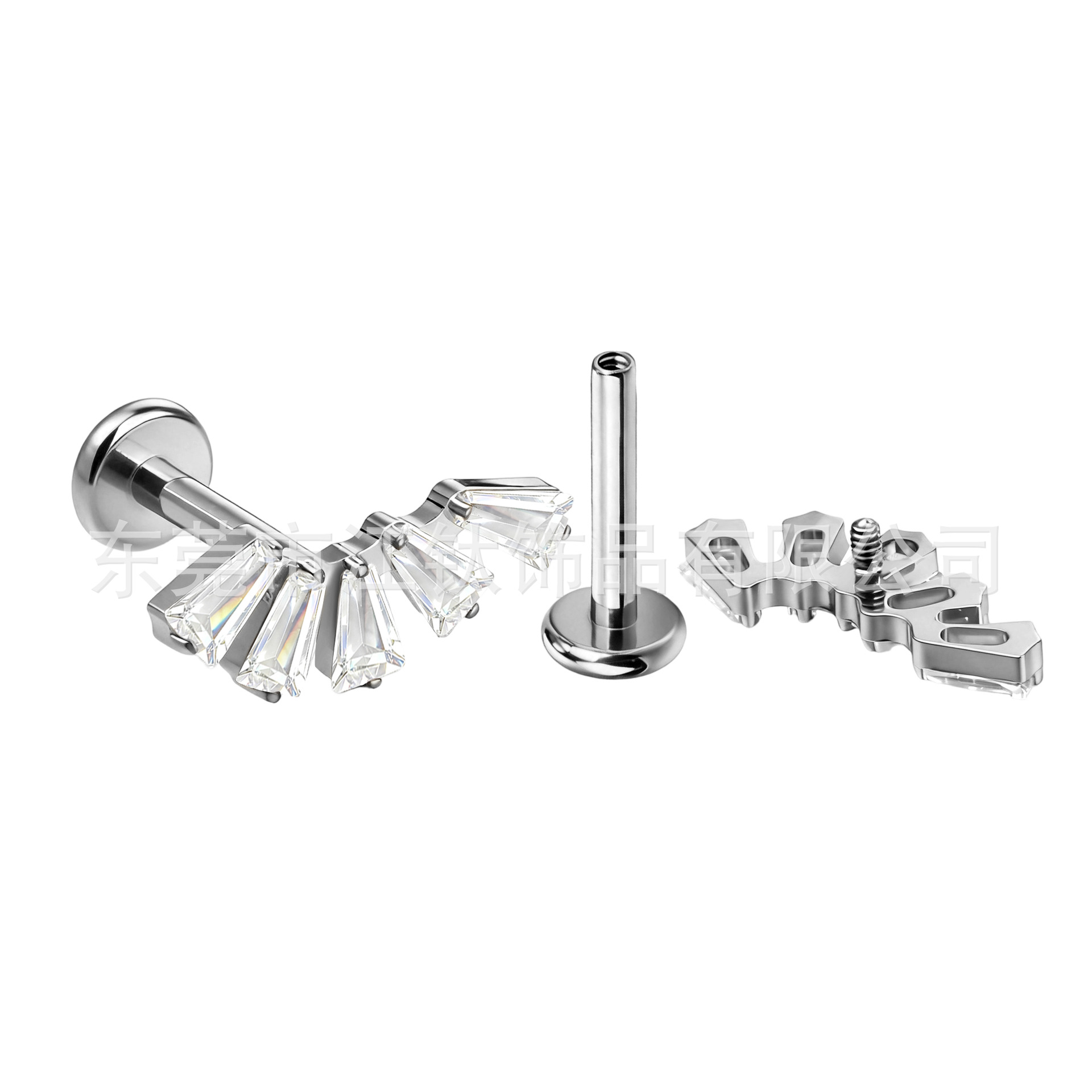 G23 Titanium Alloy Ear Cartilage Stud with Irregular Geometric CZ Inlay - 1.2x10mm Earring - Image 5