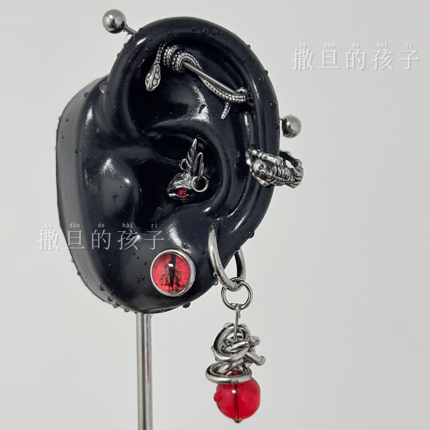 Punk Earrings Dark Aesthetics Gothic Ear Bridge Studs Titanium Steel - Image 4