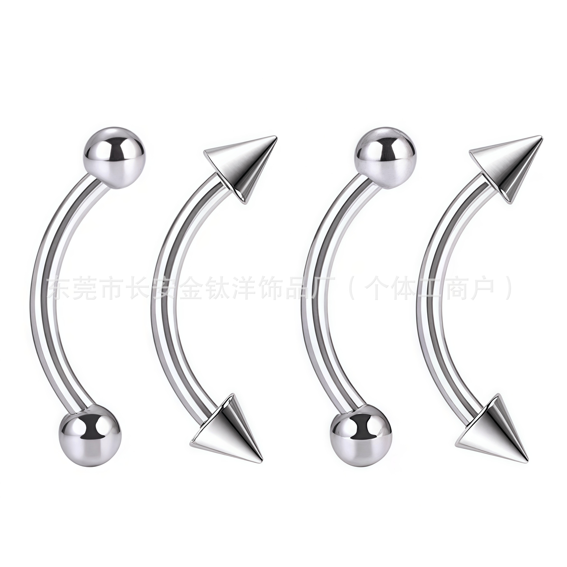 G23 Titanium Alloy External Thread Double-Ended Pointed Cone Curved Barbell Eyebrow Nose Tongue Breast Piercing Jewelry 1.6x16mm - Image 2