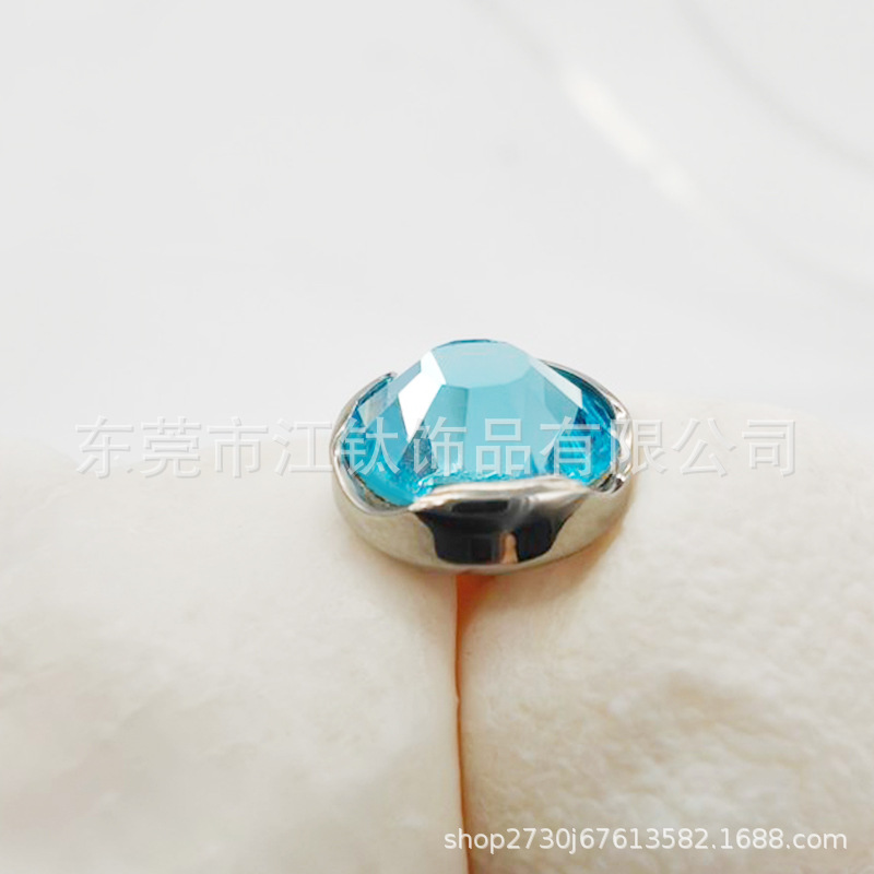 Titanium Alloy Jewelry Head Wave Edge Bezel Set Czech Diamond Nail G23 Titanium Body Piercing Ear Stud - Image 3