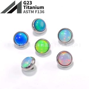 F136 Titanium Flat Bottom Nebula Mist Opal Ear Nose Lip Labret Tongue Barbell Body Piercing Jewelry