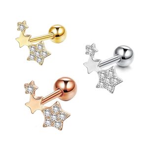 Shining Stars Zircon Earrings Korean Fashion Diamond Ear Cuff for Helix Tragus Cartilage Piercing