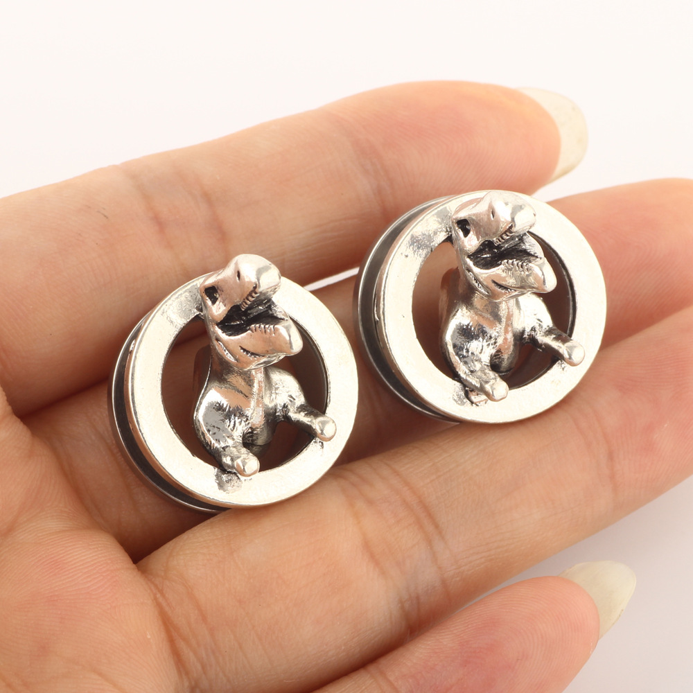 3D Dinosaur Tunnel Ear Gauges 6mm-16mm Stainless Steel Auricle Piercing Jewelry - Image 5