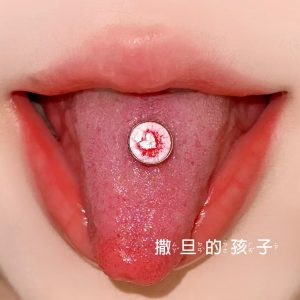 Satan's Child Ambiguous Vibe Red Heart Tongue Ring 20mm 1.6mm 316L Surgical Steel Tongue Barbell