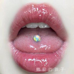 Aurora Opal Tongue Nail Opal External Thread High Quality Jelly Color Opal Nebula Opal Wholesale Tongue Piercing Barbell