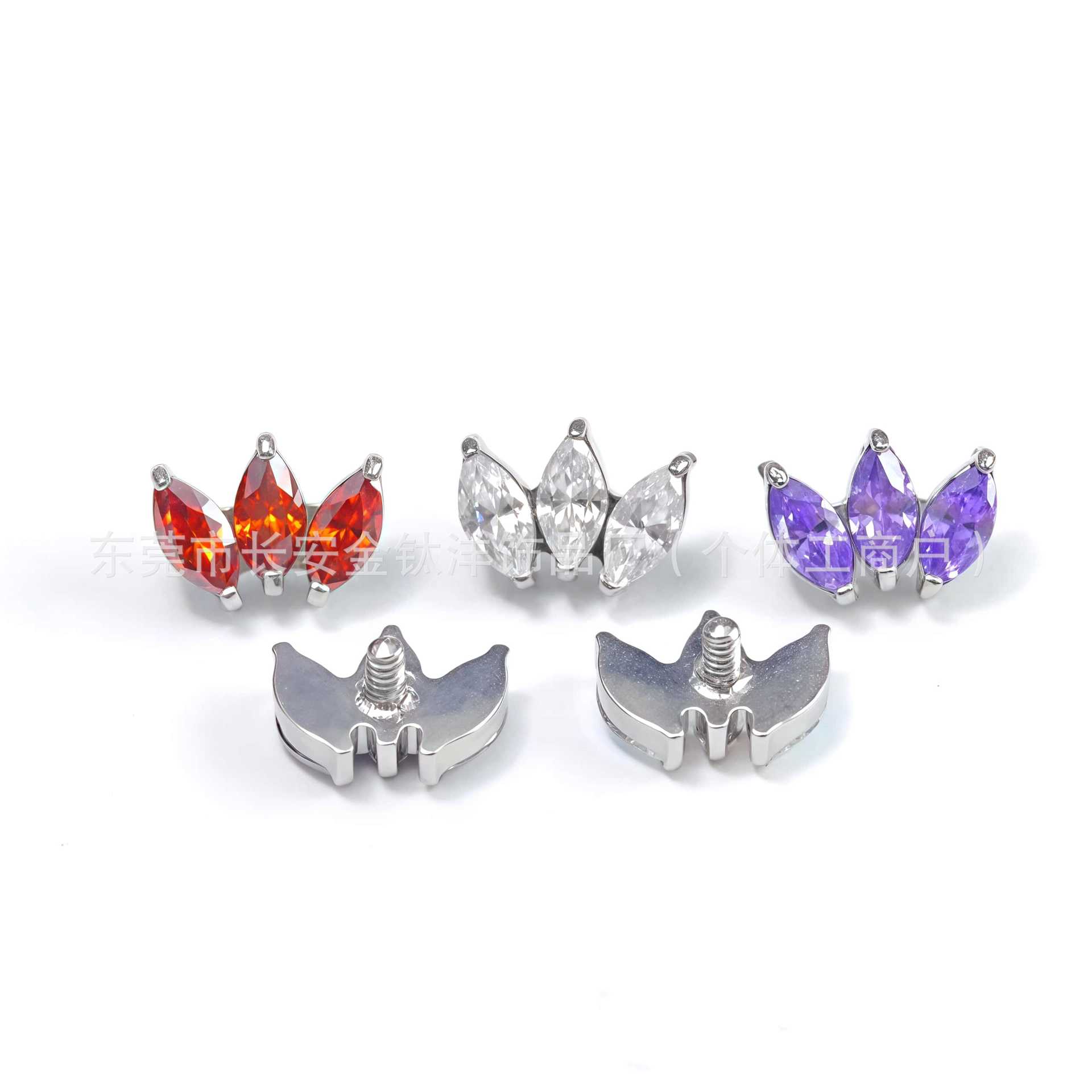 F136 Titanium Marquise Bezel 5A Zircon Lip Nail Nose Nail Ear Bone Nail G23 Titanium Alloy Body Piercing Jewelry in Stock - Image 4