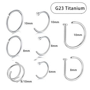 G23 Titanium Nose Ring Lip Ring 20G Thin Rod Basic C Curve Nose Stud - 1 Piece